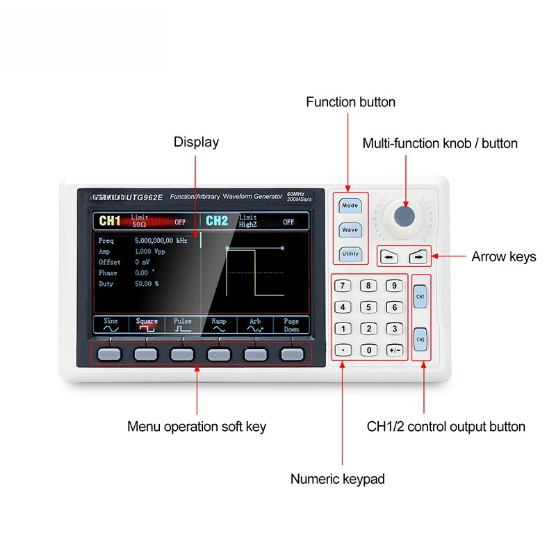 기능 신호 발생기 UTG932E UTG962E 30Mh - Dual Channel Arbitrary Waveform Function Generator 60Mhz 리뷰 및 가격